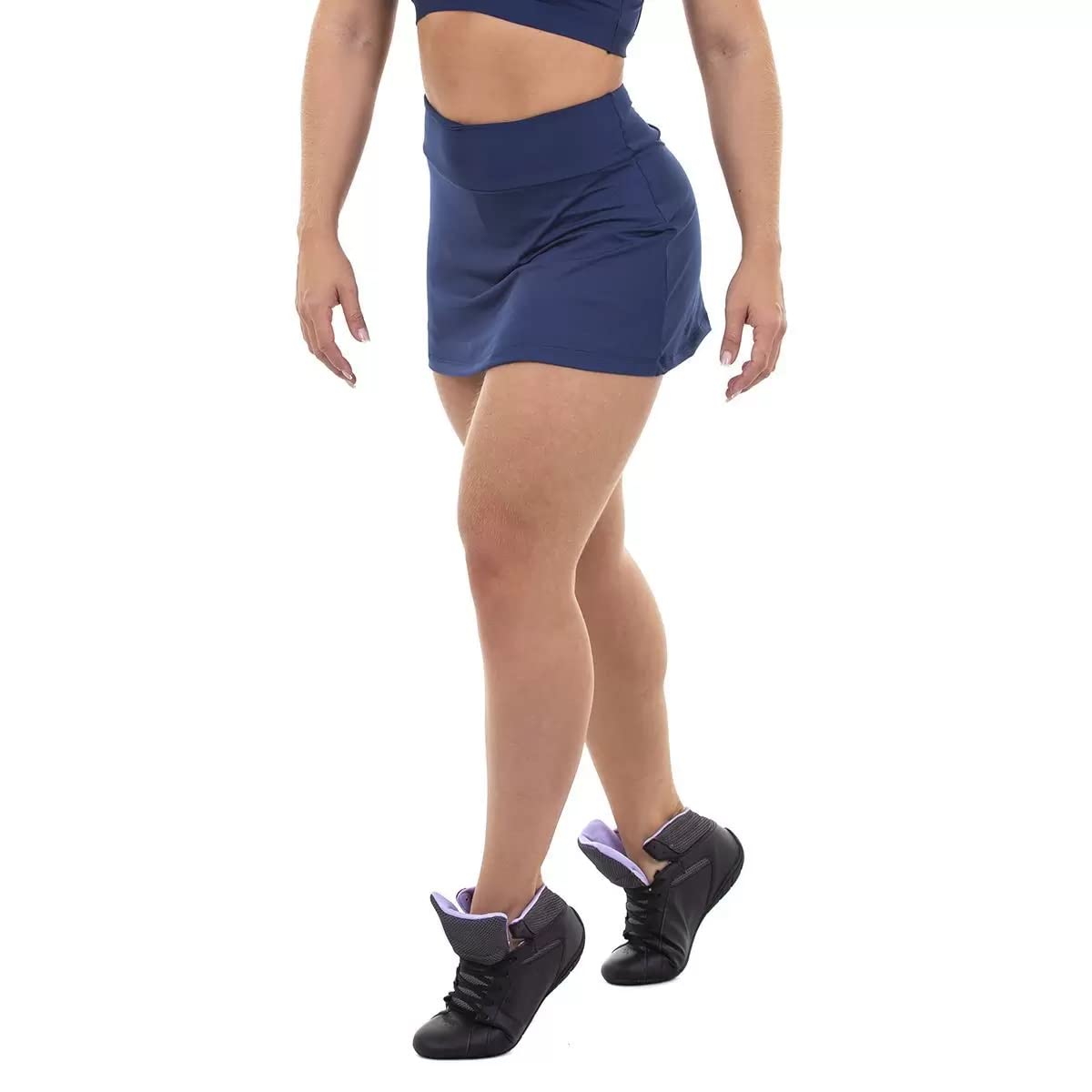 Short Saia Tapa Bumbum Feminino Cintura Alta Suplex Cós Alto Academia Fitness Ginástica Roupas pra Academia - Bella Net (GG, PRETA)