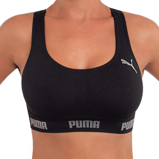 Top Sem Costura, Puma, Feminino, Preto, M